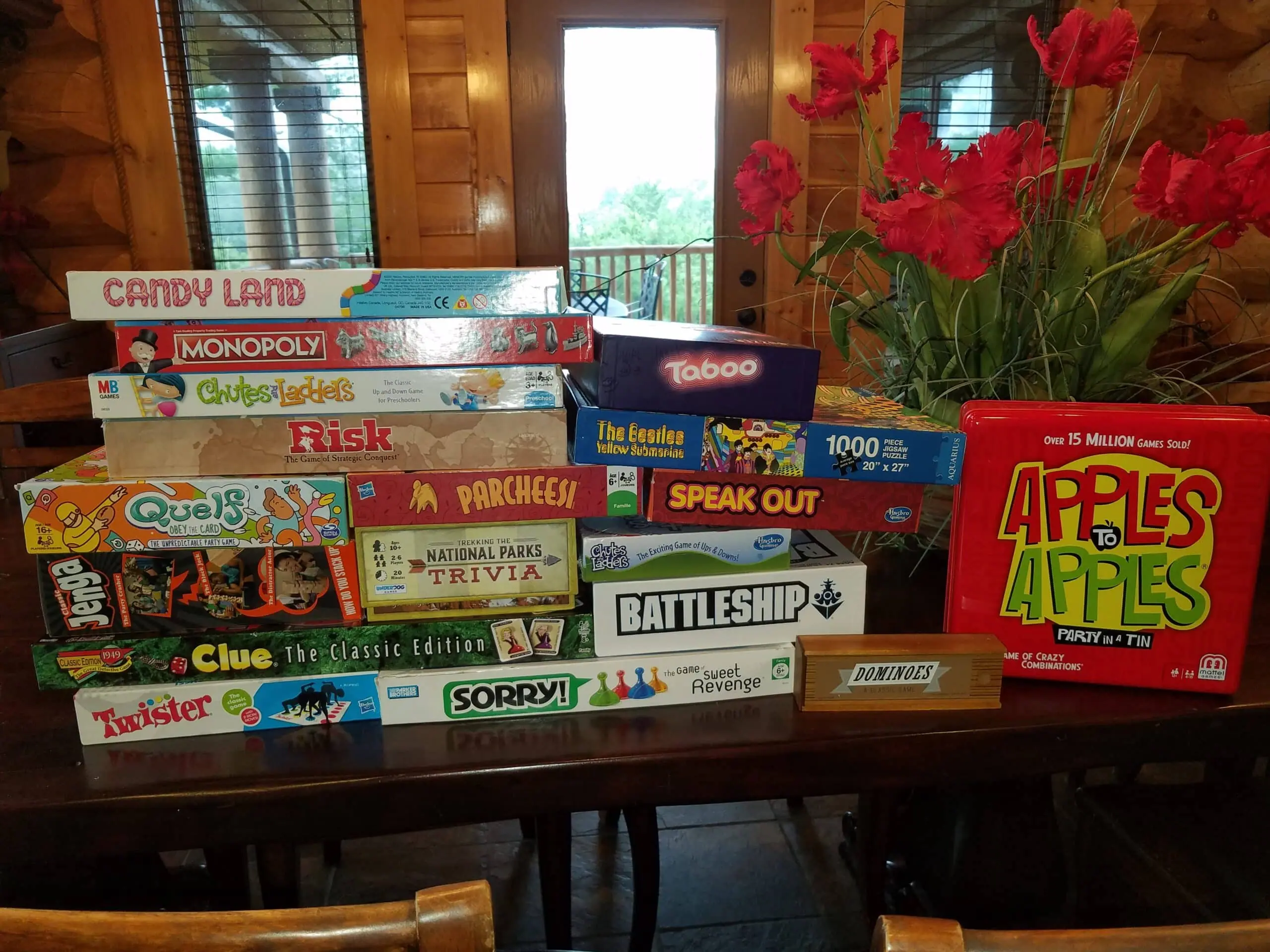 Shelf of board games