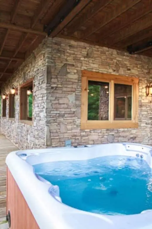 Hot tub on the covered lower deck