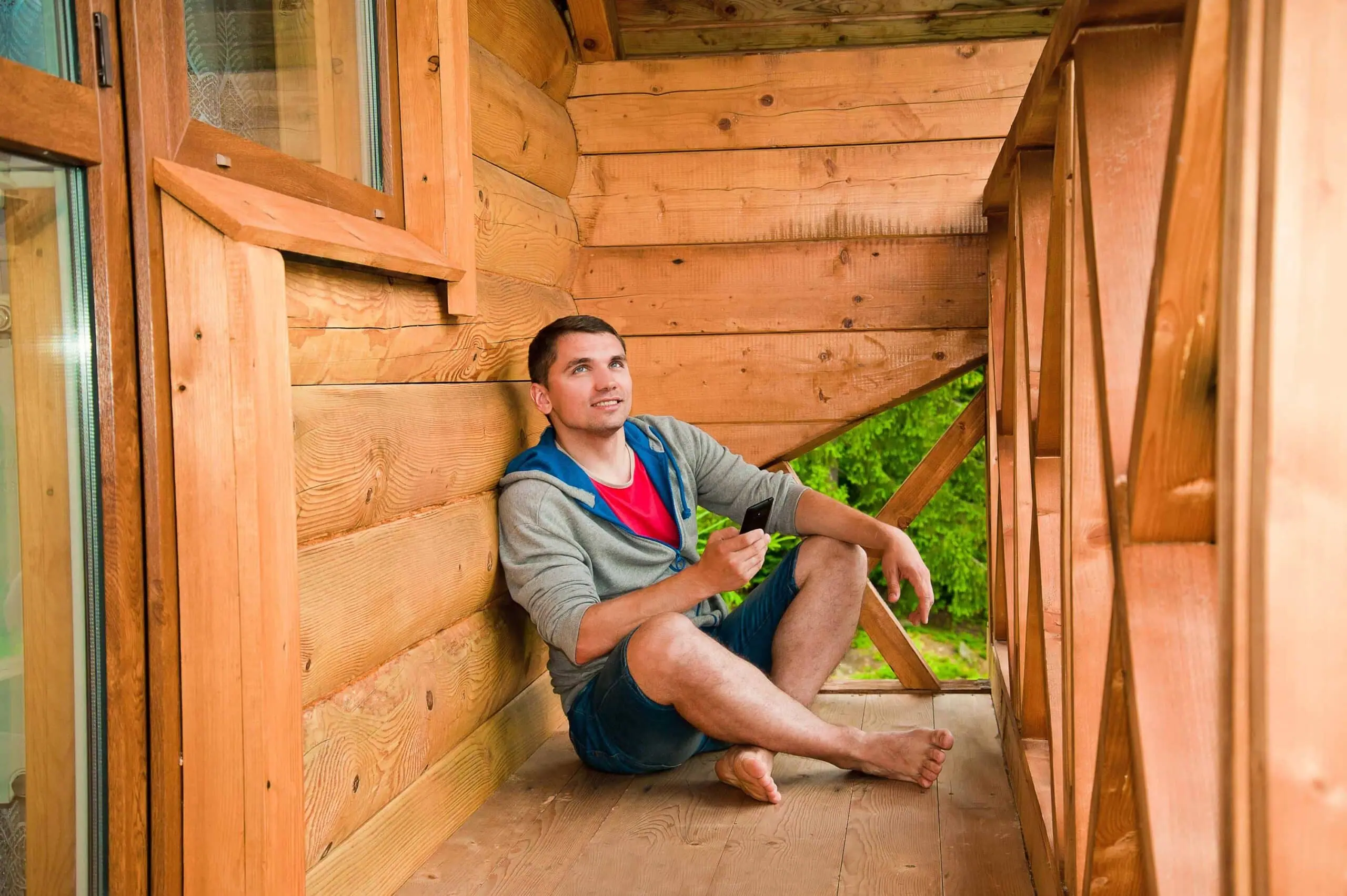 Guest relaxing at the cabin