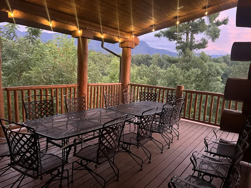 Dining seating on deck for outdoor meals or games