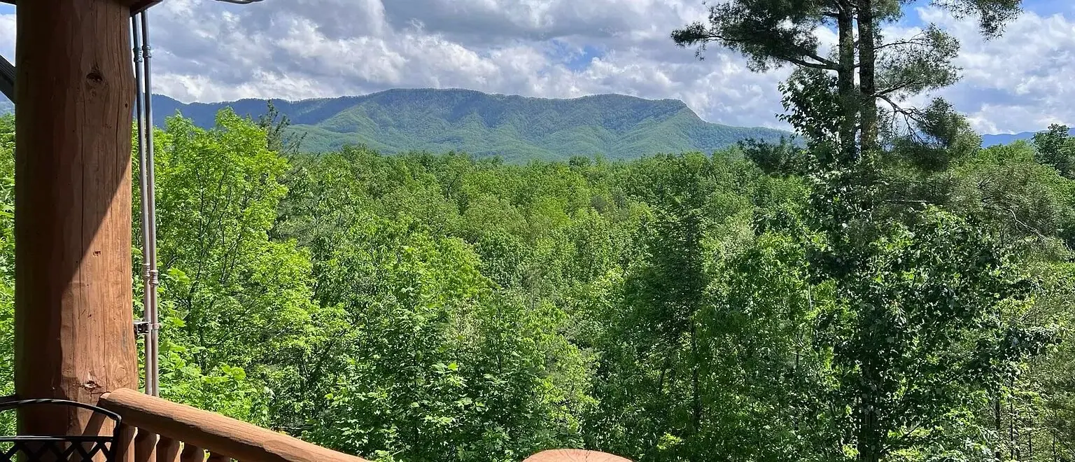 View of the Smoky Mountains from the deck at Big Bear Ridge Lodge